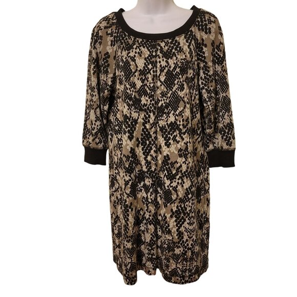 Trina‎ Turk M/L Black Gray Mosaic Print Sweatshirt Dress - Picture 1 of 6